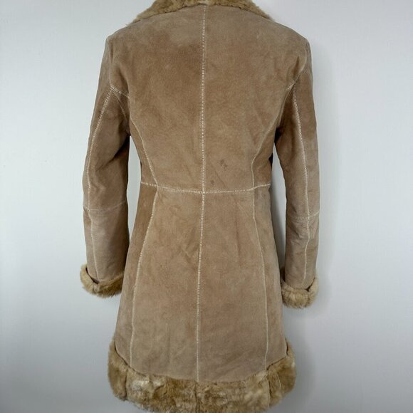 Vintage Y2K 90s Guess Faux Suede & Sherpa Penny Lane Long Coat Size XS - Picture 9 of 16